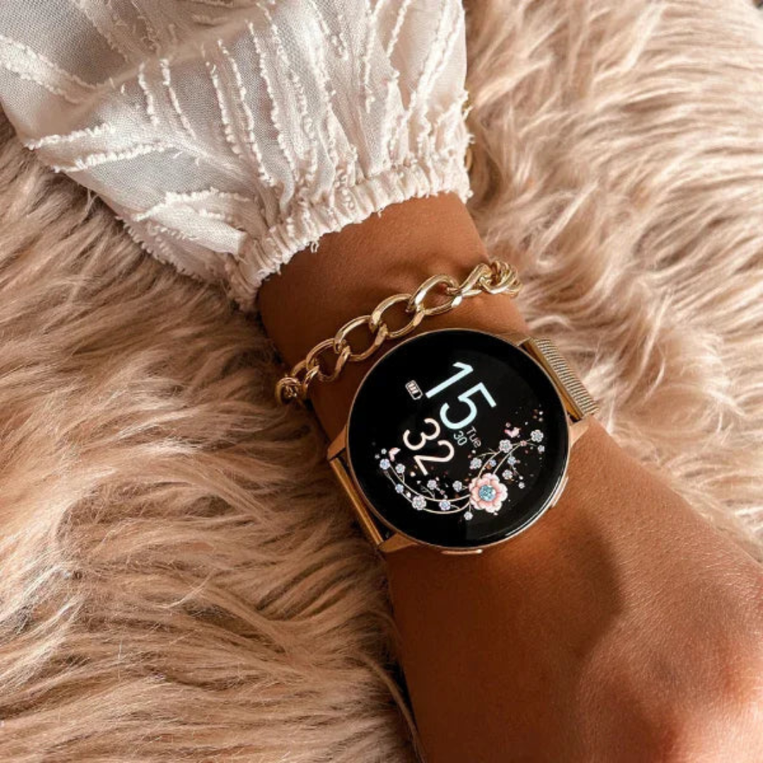 Smart watch con correa de malla de acero inoxidable tejida