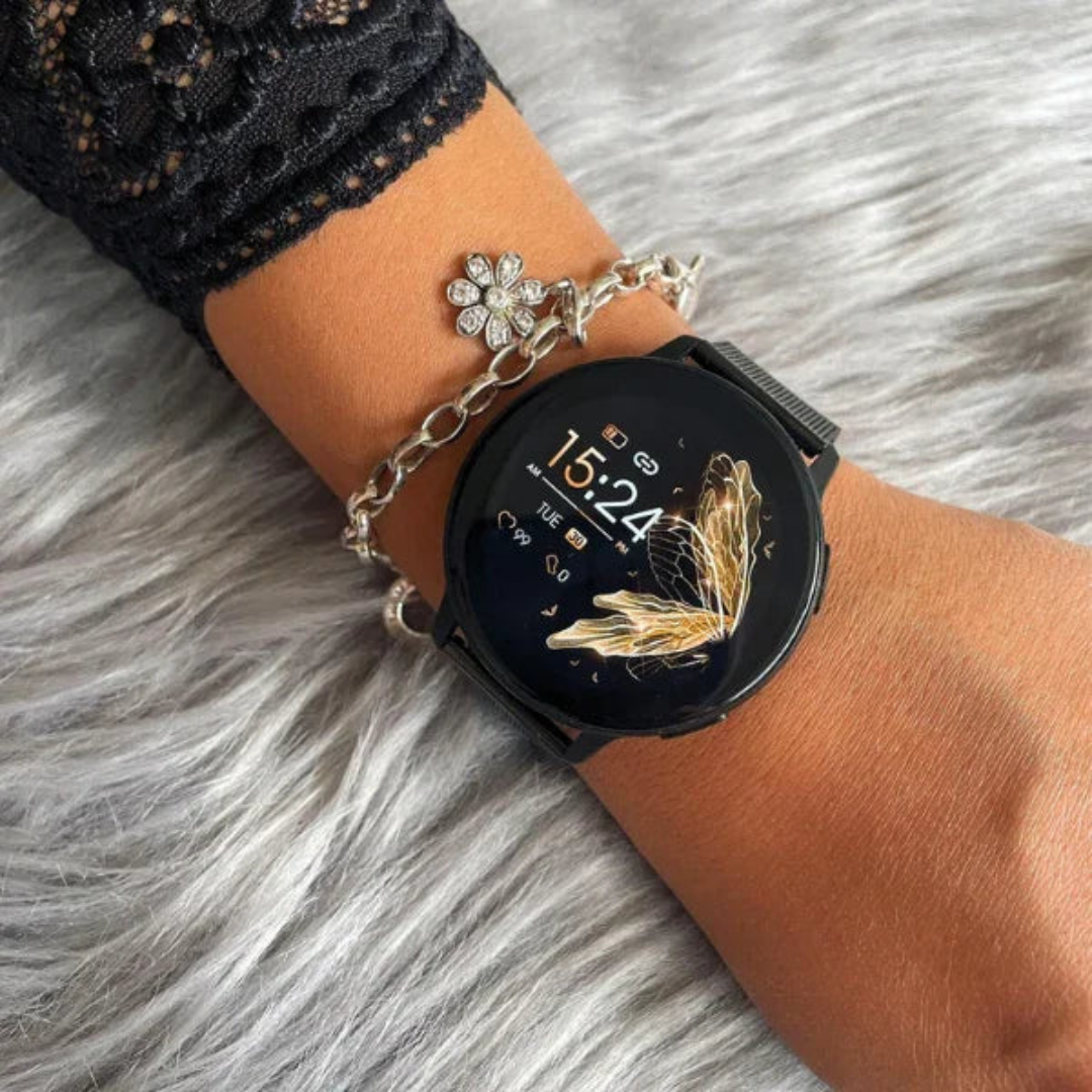 Smart watch con correa de malla de acero inoxidable tejida