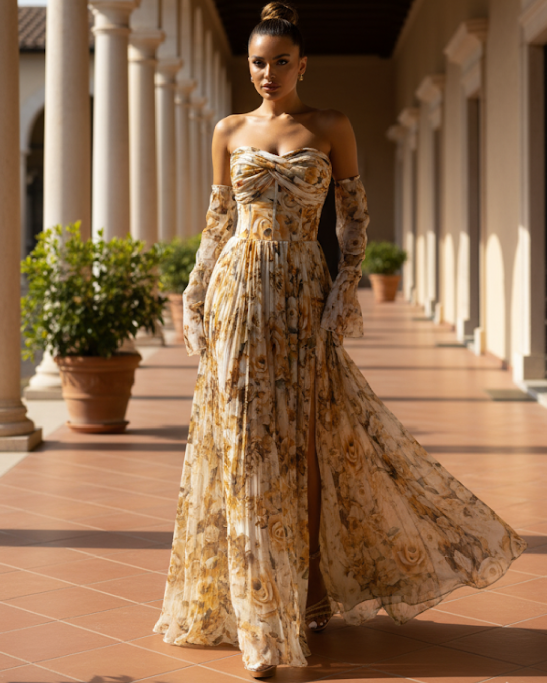 Vestido largo elgante con estampado sutil