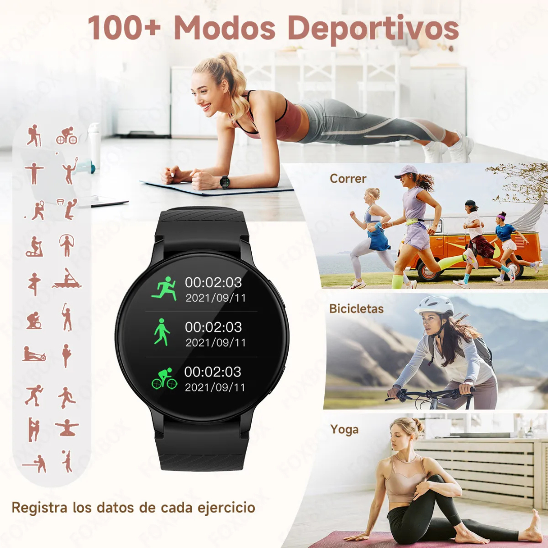 Smart watch con correa de malla de acero inoxidable tejida