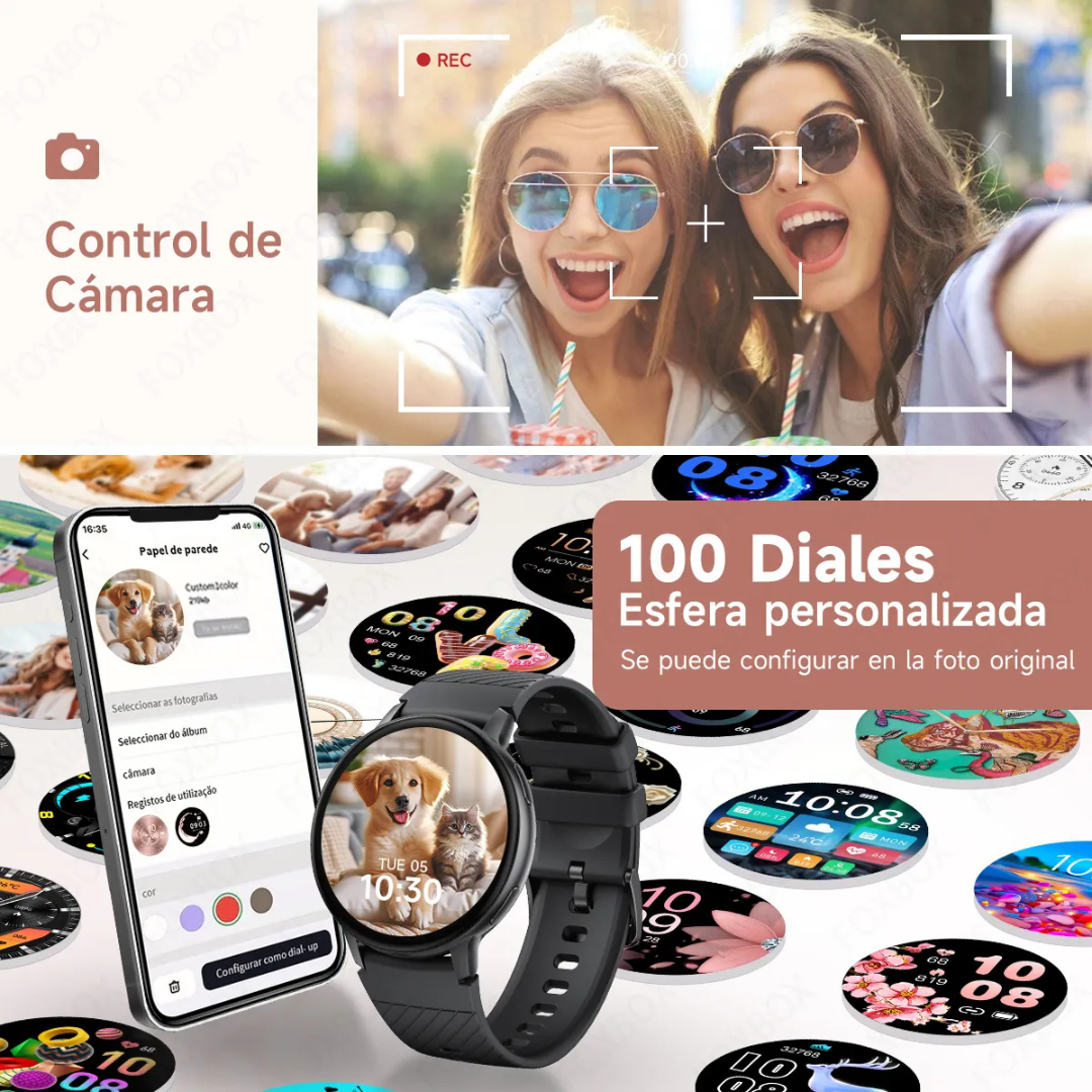 Smart watch con correa de malla de acero inoxidable tejida