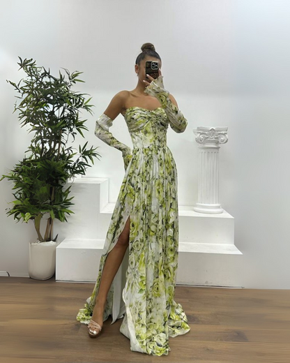 Vestido largo elgante con estampado sutil