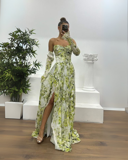 Vestido largo elgante con estampado sutil