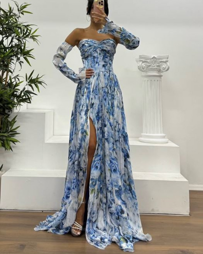 Vestido largo elgante con estampado sutil