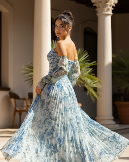 Vestido largo elgante con estampado sutil