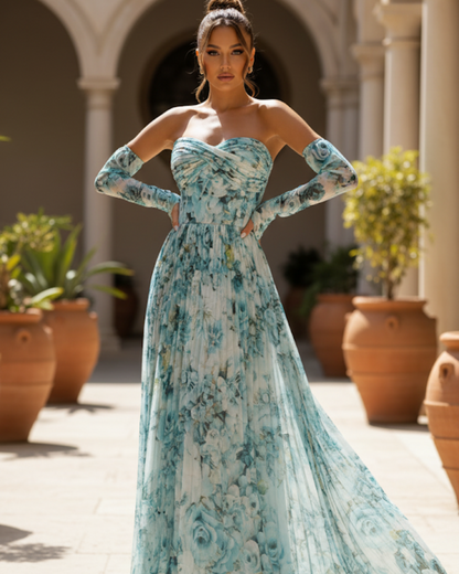 Vestido largo elgante con estampado sutil