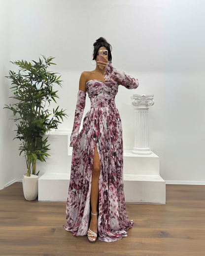 Vestido largo elgante con estampado sutil