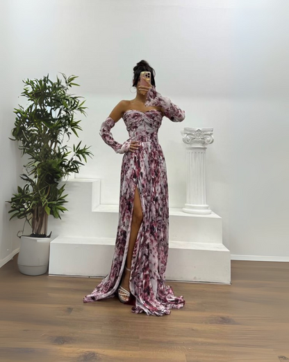 Vestido largo elgante con estampado sutil