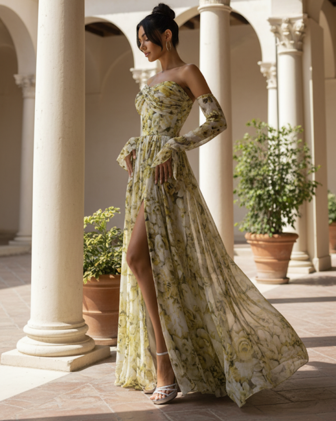 Vestido largo elgante con estampado sutil