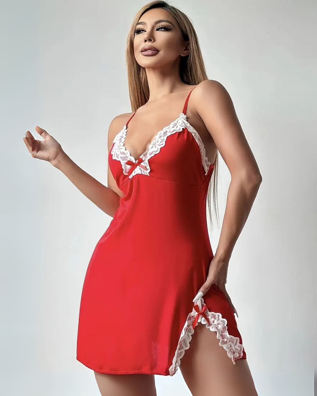 Pijama Sexy de Encaje con Escote en V para Mujer®