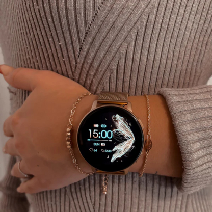 Smart watch con correa de malla de acero inoxidable tejida