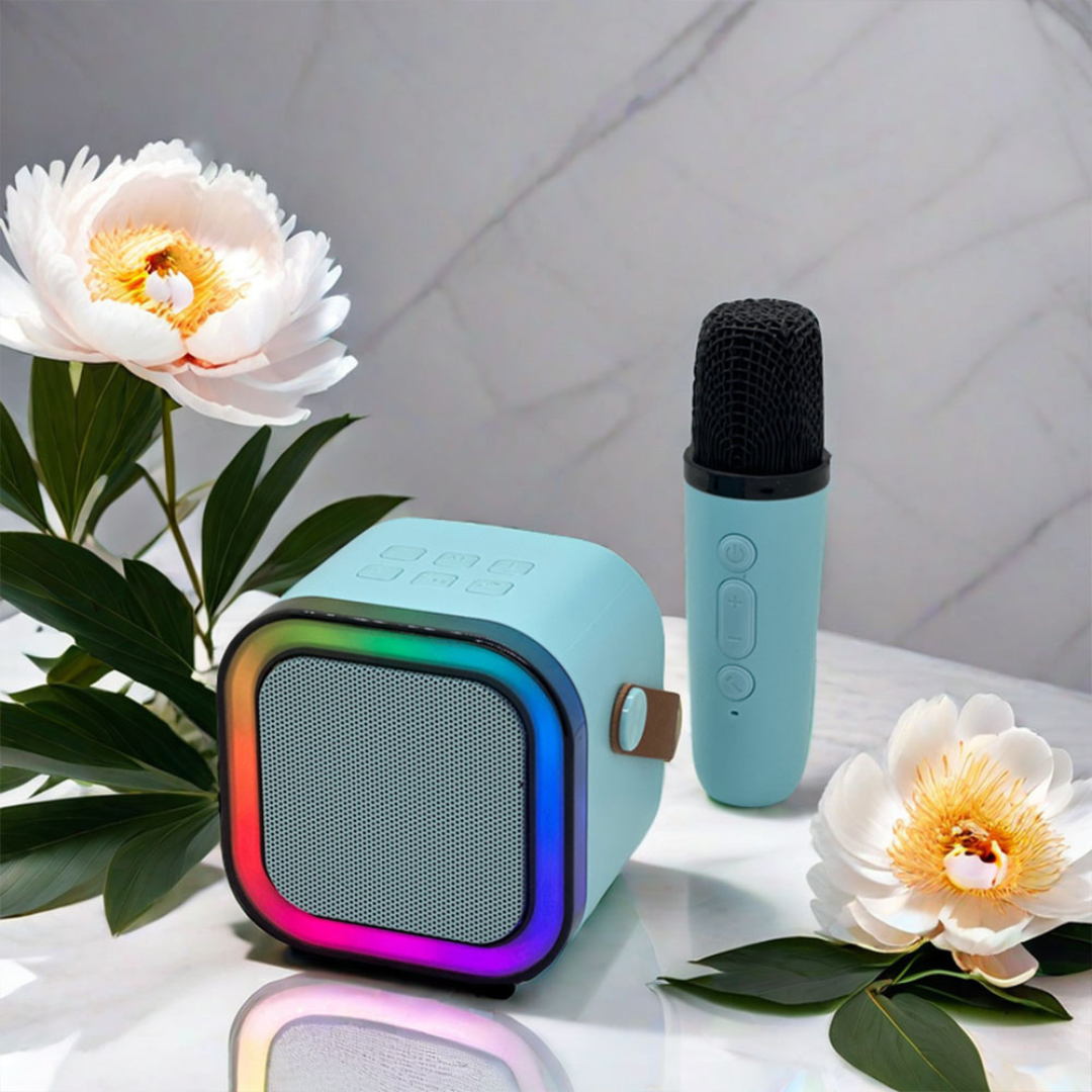 Minialtavoz portátil con micrófono y luces RGB