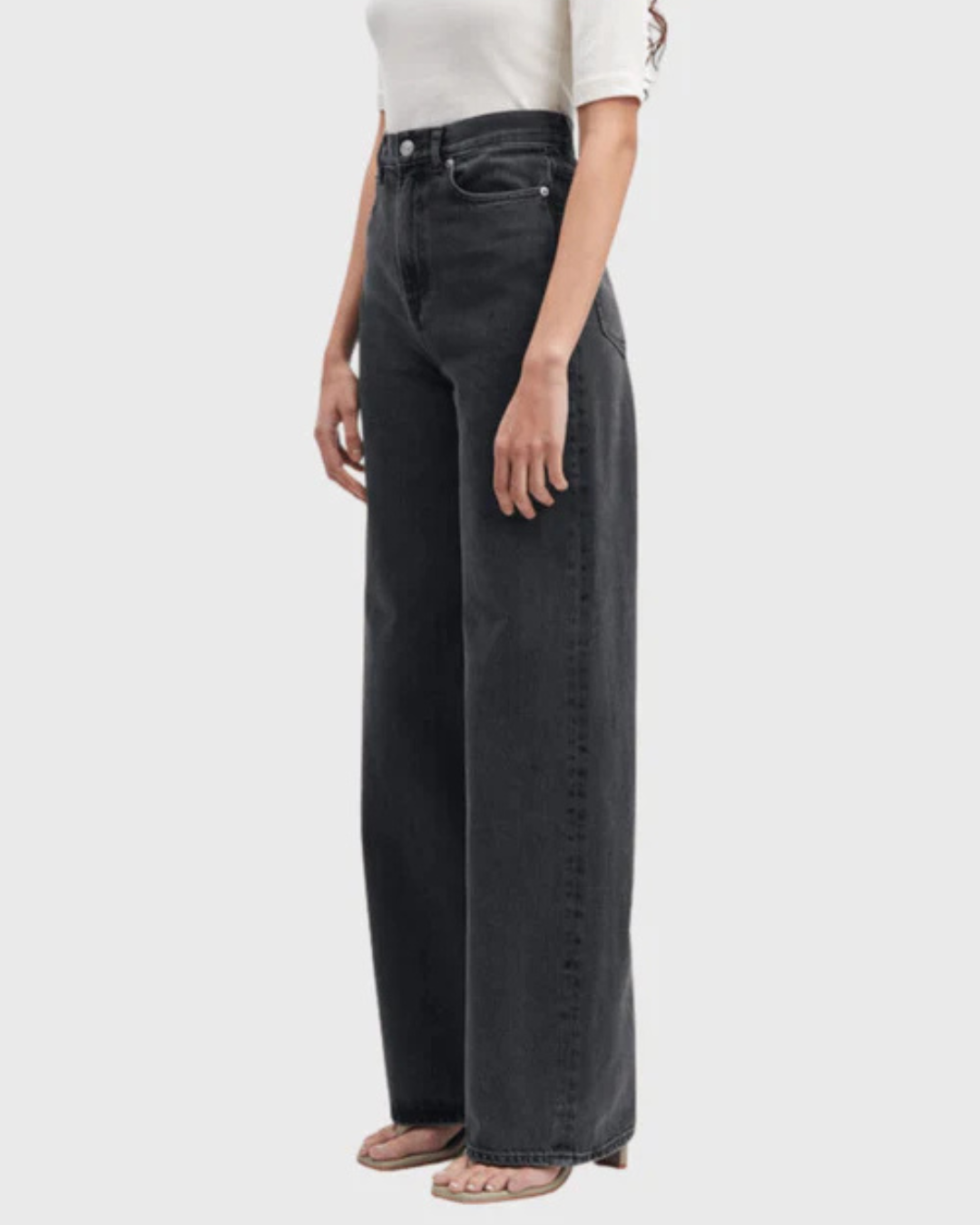 Jeans anchos de corte recto clasico para mujer