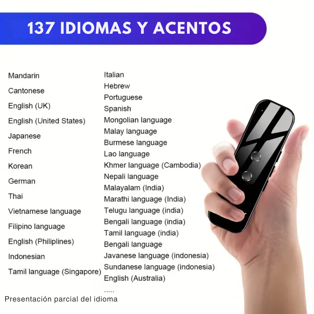 Traductor de Idiomas Portátil ten una Comunicación Instantánea en Viajes y Negocios