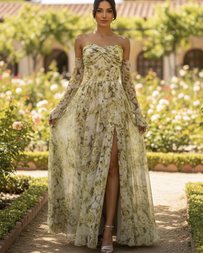 Vestido largo elgante con estampado sutil