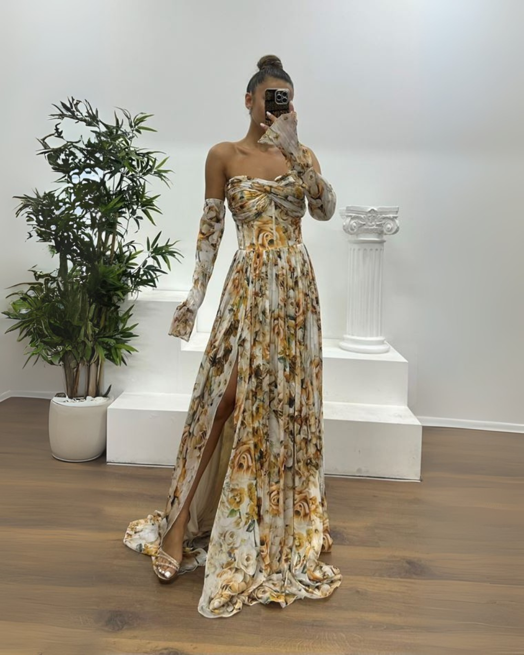 Vestido largo elgante con estampado sutil