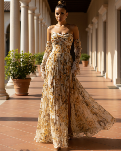 Vestido largo elgante con estampado sutil