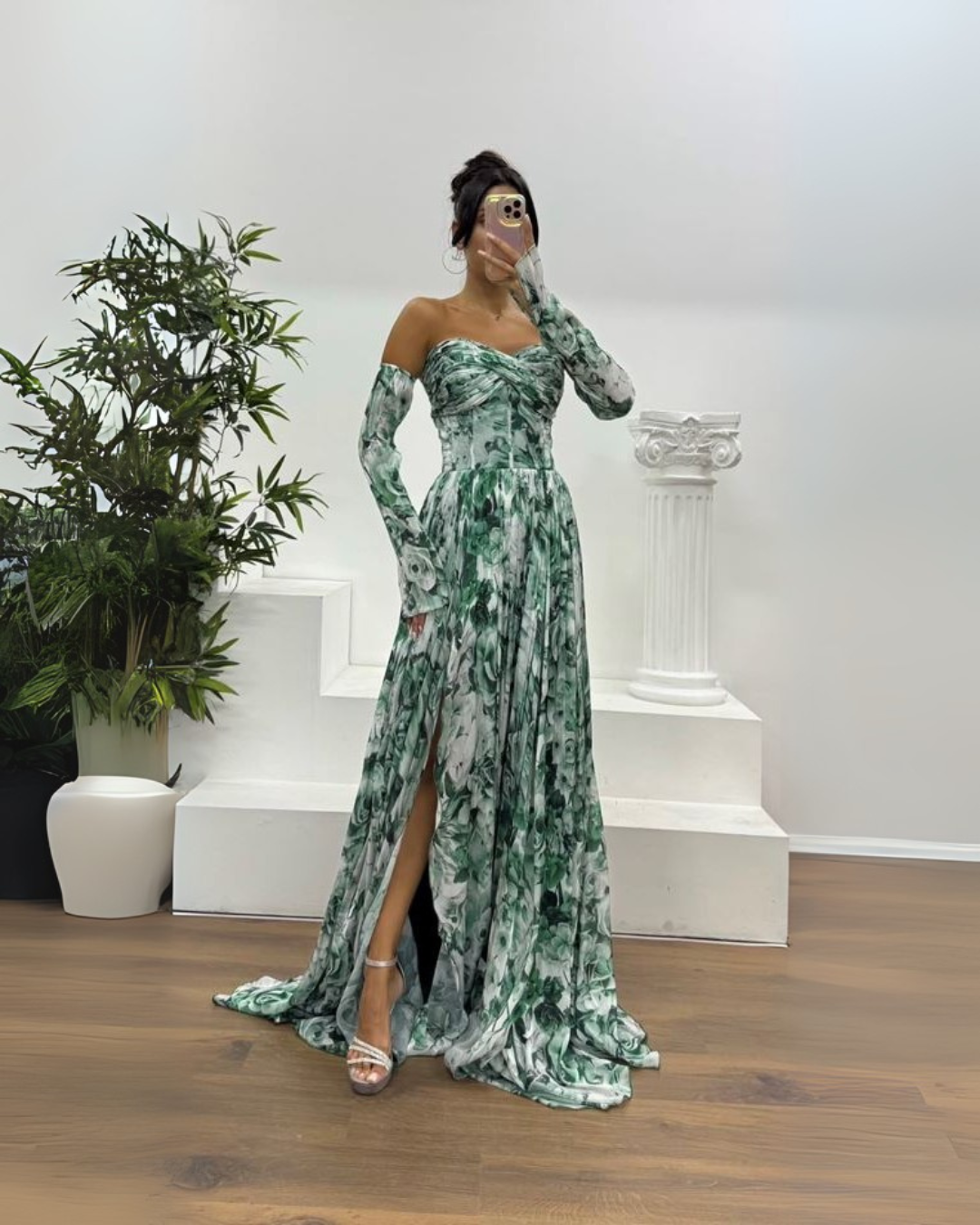 Vestido largo elgante con estampado sutil
