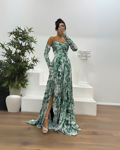 Vestido largo elgante con estampado sutil