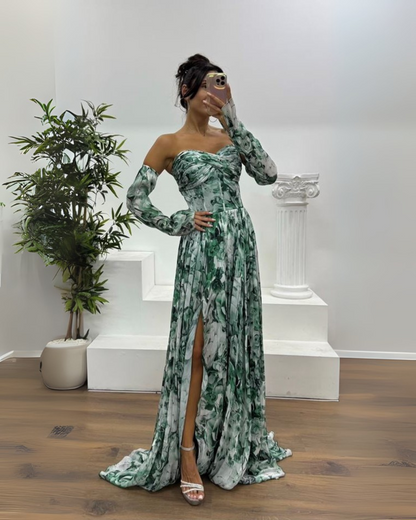 Vestido largo elgante con estampado sutil